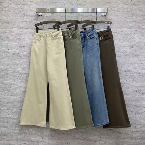 Dior High Waist Micro Flare Jeans with Metal Buckle, Chic