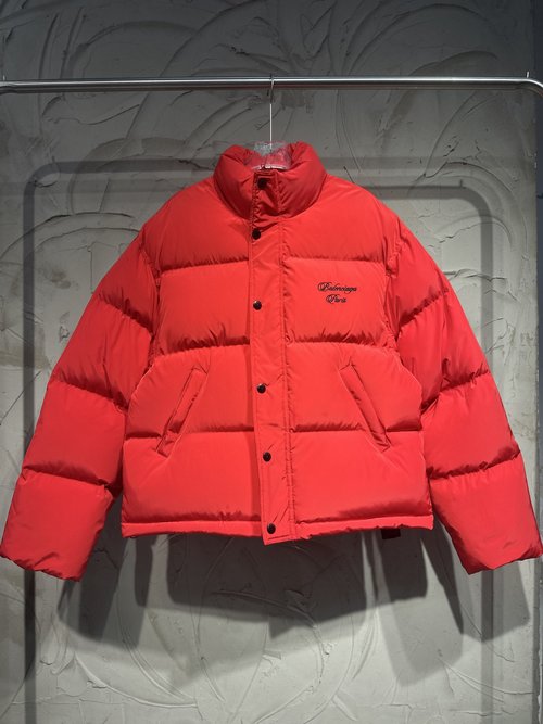Balenciaga New Year Embroidered Down Jacket in Black & Red