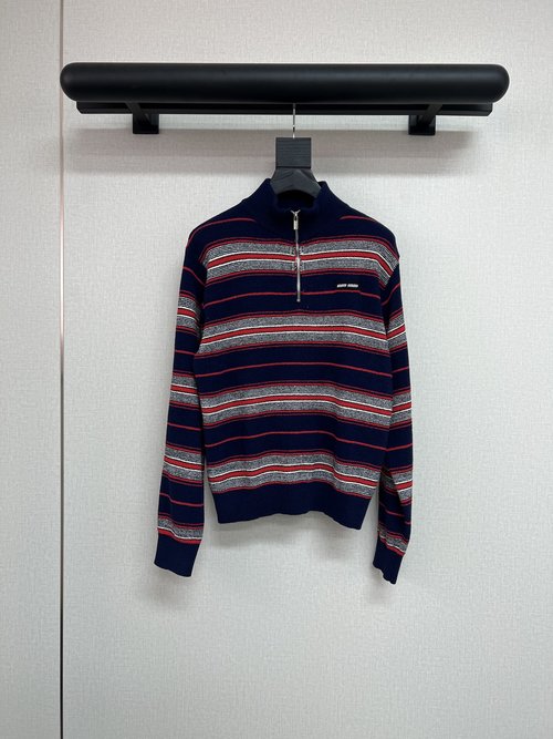 Miu Miu Soft Fluffy Knitted Top with Color - Block Stripes