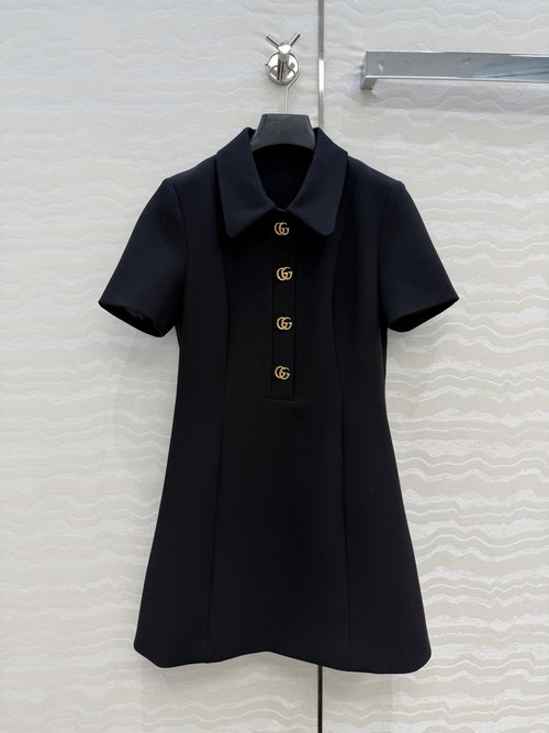Gucci Retro Metal-Buttoned A-Line Dress