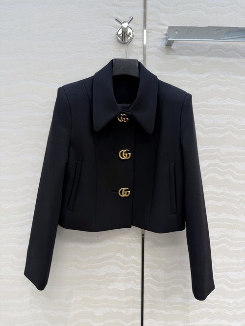 Gucci Retro Metal-Buttoned Collared Jacket with Custom Lining