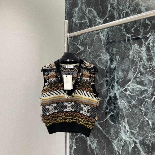 Celine Triumphal Arch Jacquard Waistcoat with Tassels for Stylish Daily Wear