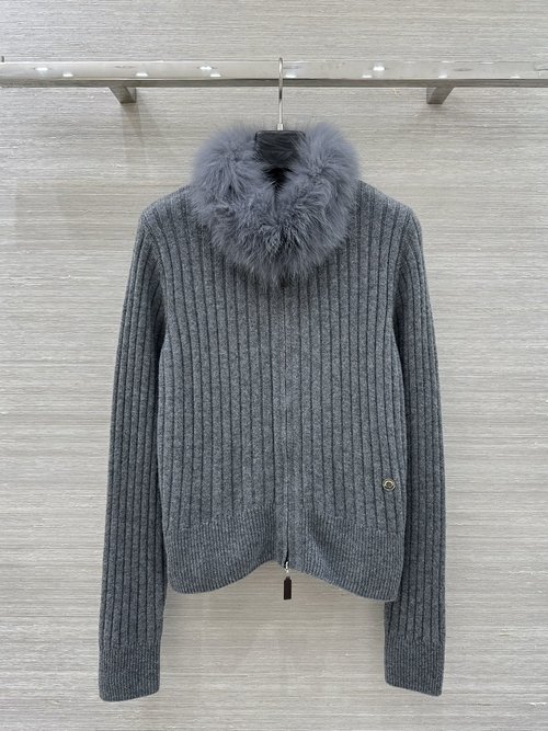 Loro Piana Exclusive Detachable Fur-Collar Knit Cardigan