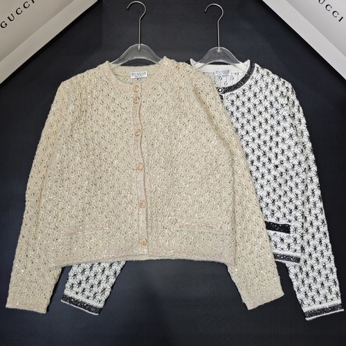 Brunello Cucinelli Multi-layer Hollow Round-neck Wool Cardigan