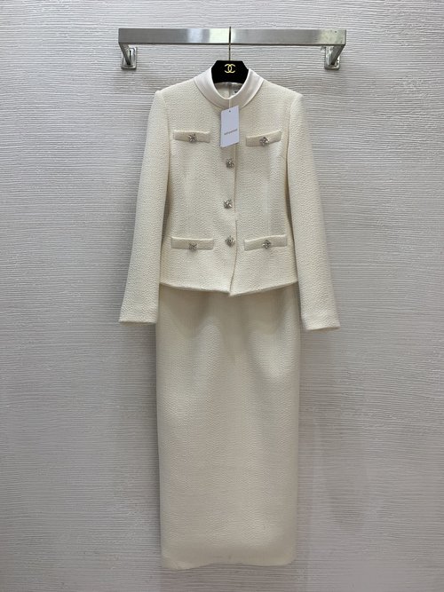 Prada Luxury Rhinestone-Embellished Faux Two-Piece Apricot A-Line Dress