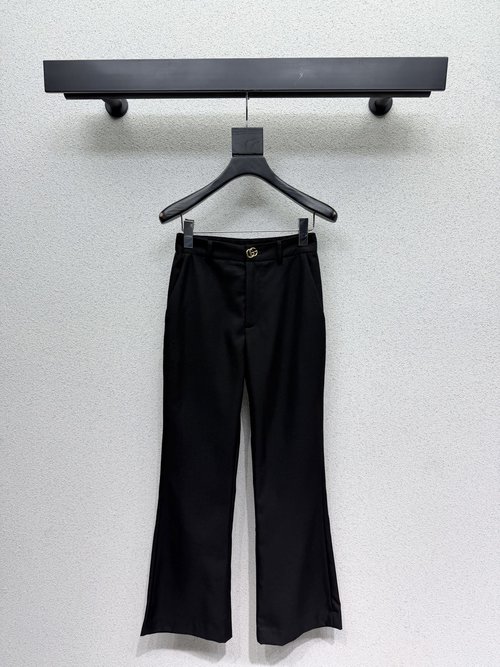 Gucci Graceful Double-G Buttoned Micro Flares Wool Trousers