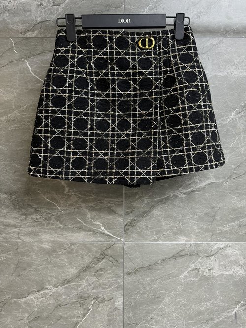 Dior Gold-Thread Vine Checked Stylish Skort