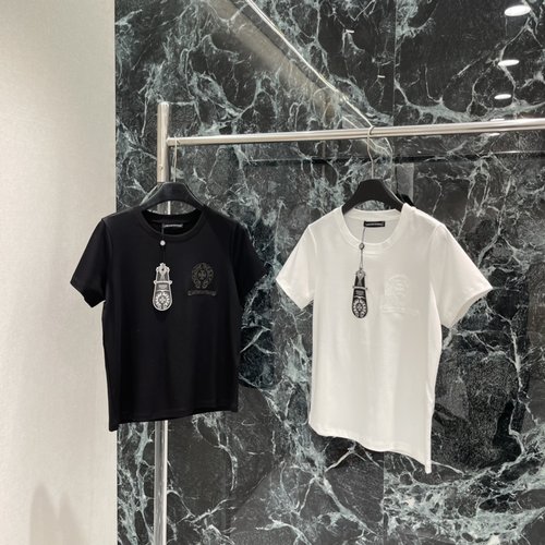 Chrome Hearts White Cross-embroidered Short-sleeve T-shirt