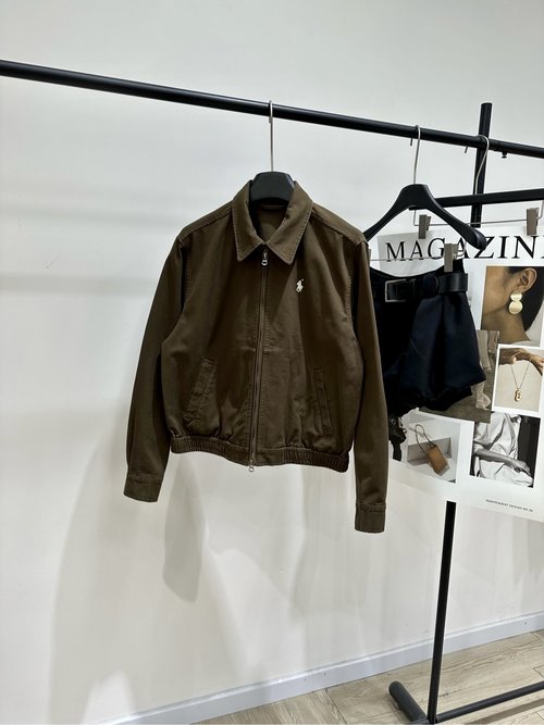 Polo Ralph Lauren Chocolate Brown Cotton Jacket with Pony Embroidery