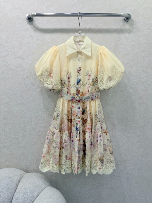 Zimmermann Short Embroidered Dress with Lace Trim