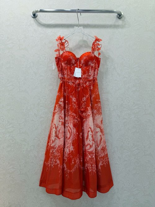 Zimmermann Mermaid Print Strappy Dress with Rhinestones