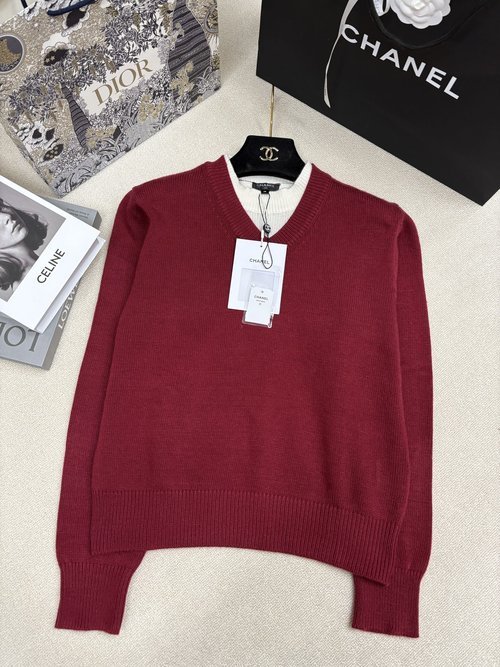 Chanel Classic Knitted Round Neck Pullover with Double C Logo