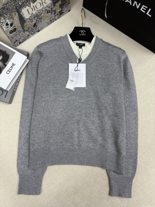 Chanel Classic Knitted Round Neck Pullover with Double C Logo