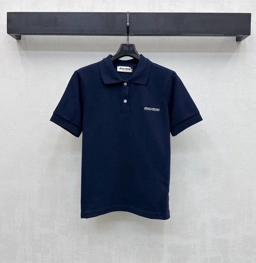 Miu Miu Custom Cotton Polo T-shirt with Embroidered Logo