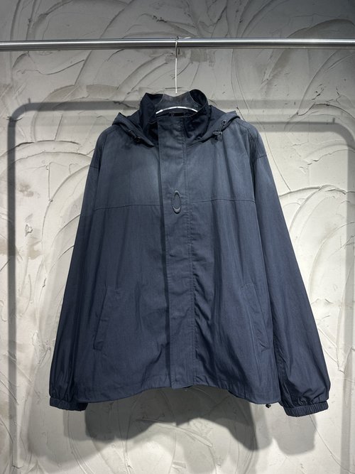 Balenciaga Hand-painted Spray Embroidered Hooded Windbreaker with Hidden Logo