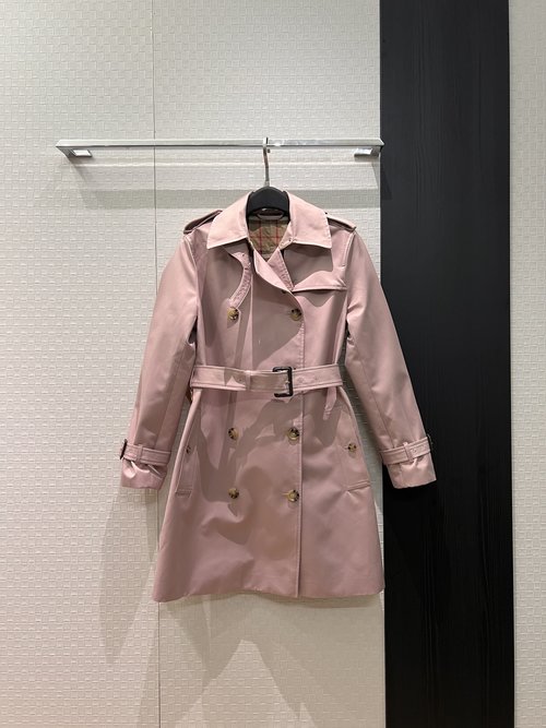 Burberry Stylish Double-Breasted Mid-Length Trench Coat with Epaulets