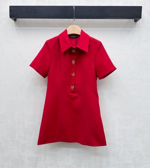 Gucci Imported Wool Sleeveless Dress with Double-G Buttons