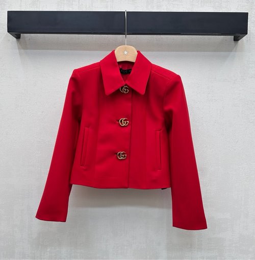 Gucci Imported Wool Blazer with Double G Buttons for Sophistication