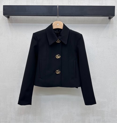 Gucci Imported Wool Blazer with Double G Buttons for Elegance