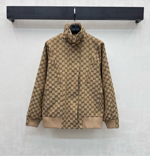 Gucci Double-G Jacquard Baseball Jacket with Contrast Pockets
