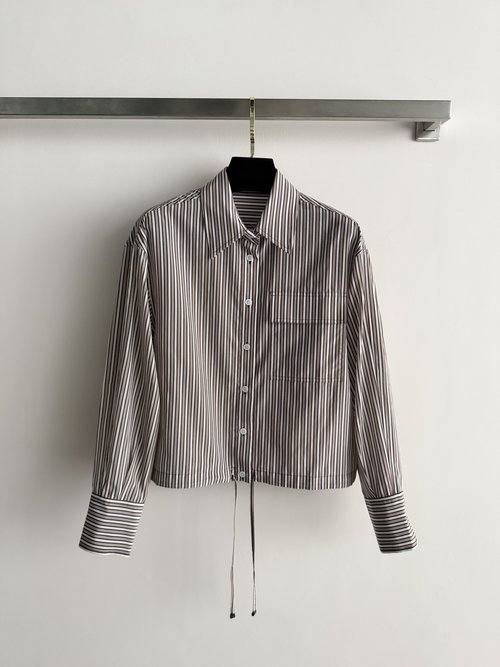 Loro Piana High-Quality Striped Shirt with Practical Features