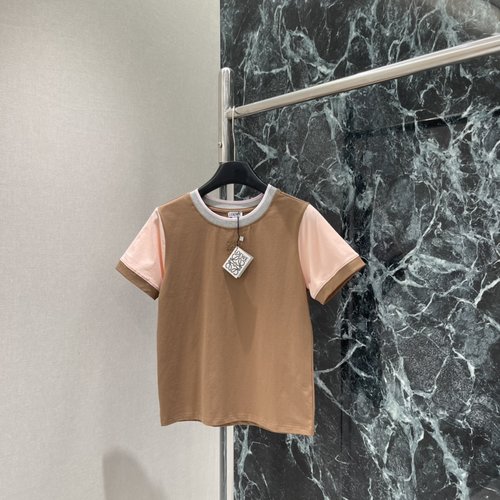 Loewe Color-Blocked Short-Sleeve Tee with Brand Embroidery