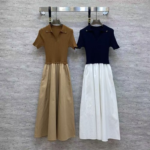 Dior Classic Cotton Dress with Knitted Top and Stiff Skirt