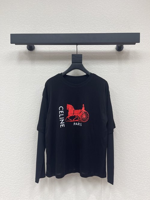 Celine Carriage False Two - piece Long - sleeve T - shirt