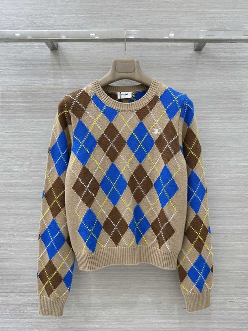 Gucci Exclusive High-end Knit Top for Layering with Checkered Design
