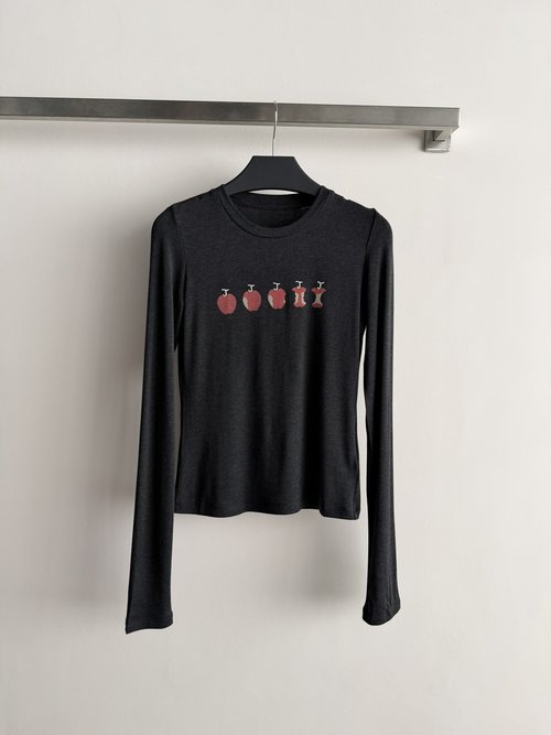 Celine Beaded Apple Long-Sleeve T-Shirt, Enhances Appearance
