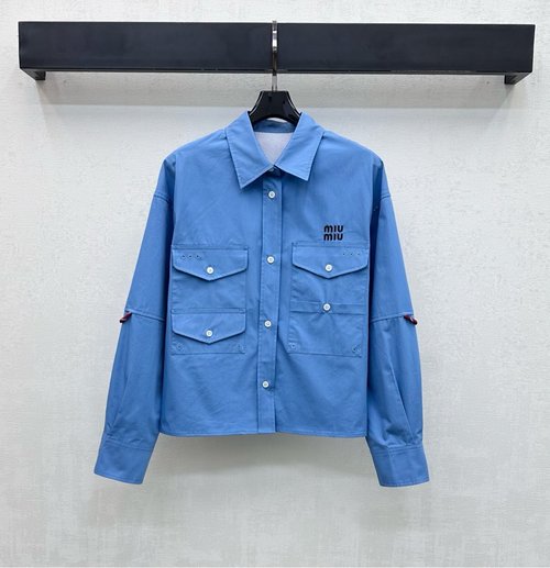 Miu Miu Matchable Imported Cotton Shirt with Embroidered Logo