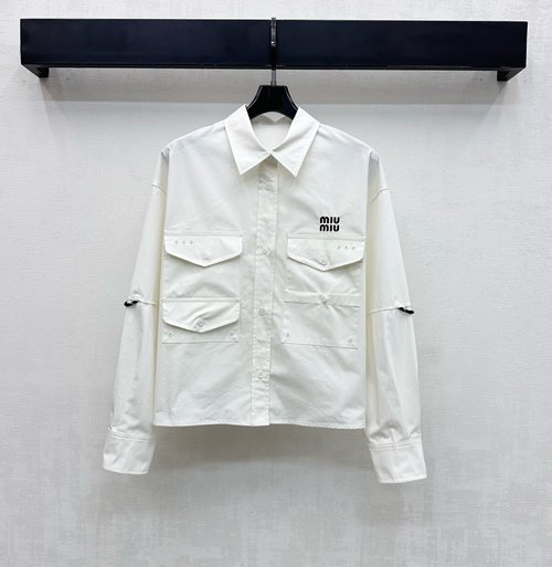 Miu Miu Matchable Imported Cotton Shirt with Embroidered Logo