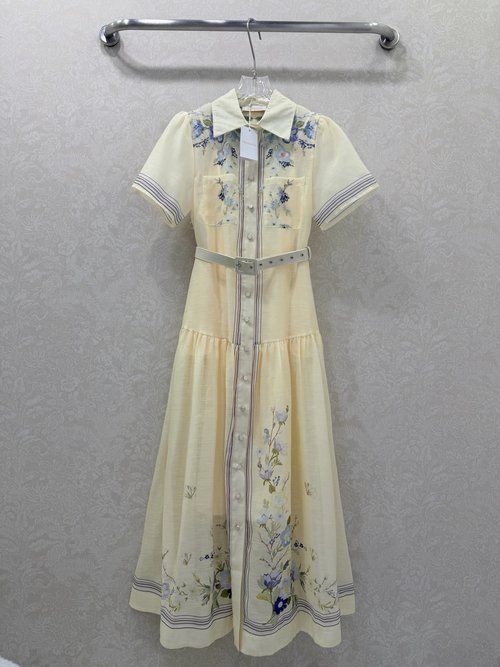 Zimmermann Sleeveless Button-Front Dress with Pocket and Belt