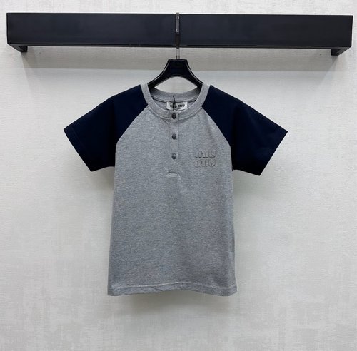 Miu Miu Comfortable Twill Cotton Half - Open Logo T - Shirt