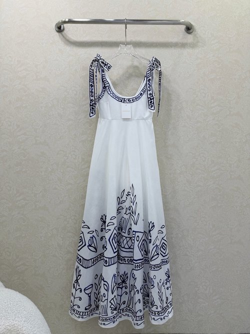 Zimmermann Sleeveless Shoulder Strap Cotton Print Dress