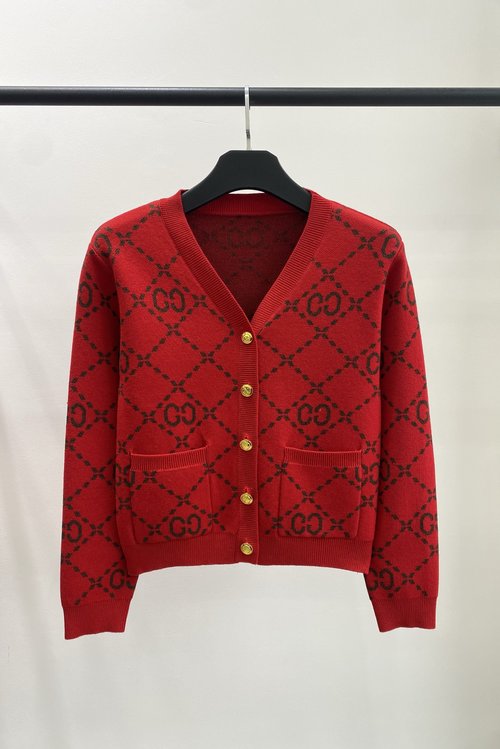 Gucci Double - G Jacquard Knit Cardigan