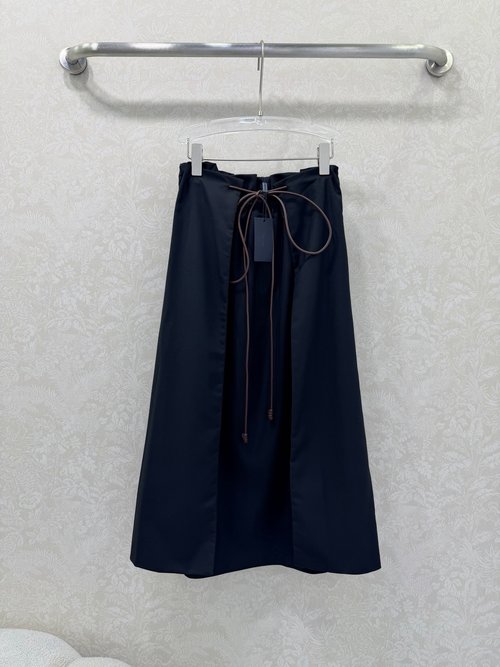 Prada Lace Waistband Ruffled Midi Skirt for Elegant Office Look