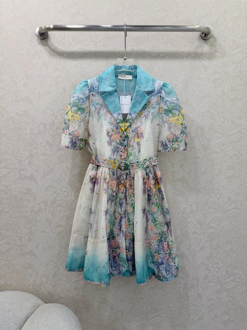 Zimmermann Two-Piece Floral Printed Dress with Lantern Sleeves