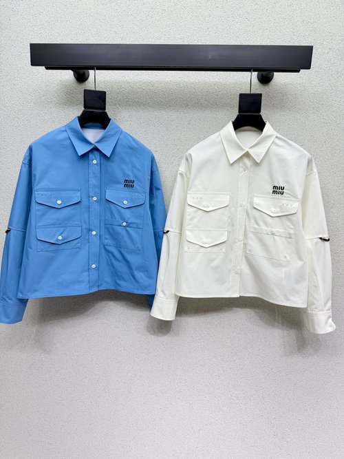 Miu Miu Innovative Fabric Short Shirt in Two Colors