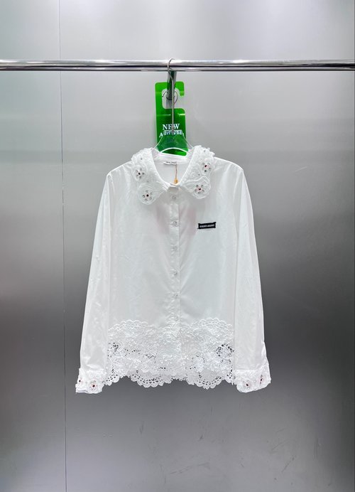 Miu Miu Designer Shirt with Hand-beaded Details