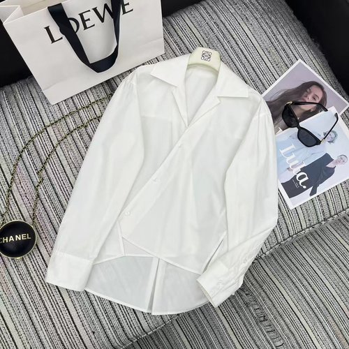 Loewe Collared Long-sleeved Shirt with Irregular Hem