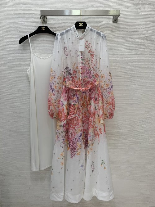 Zimmermann Luxury Customized Floral Print Dress with Diamond Decoration