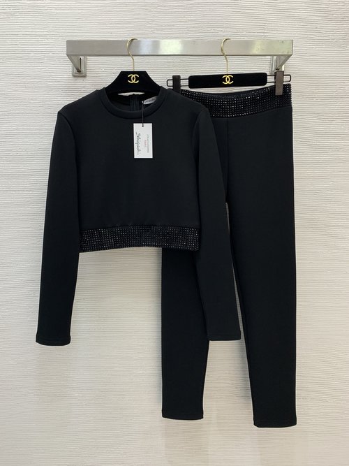 Schiaparelli Heavy-diamond Decorated Sports Yoga Set