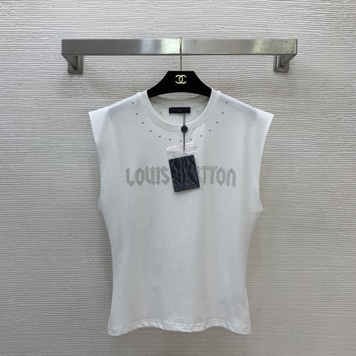 Louis Vuitton Heavy-riveted Logo Decorated Sleeveless Round-neck T-shirt
