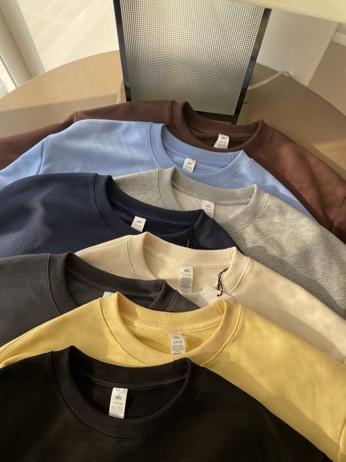 Alo Colorful Short Cropped Loop Terry Sweatshirt with Logo