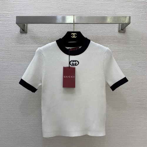 Gucci High-end Custom Knitted Short Sleeve Top with GG Logo