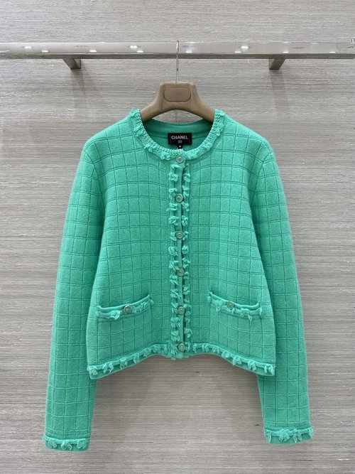 Chanel Exclusive Handmade Knit Open-front Cardigan with Embossing
