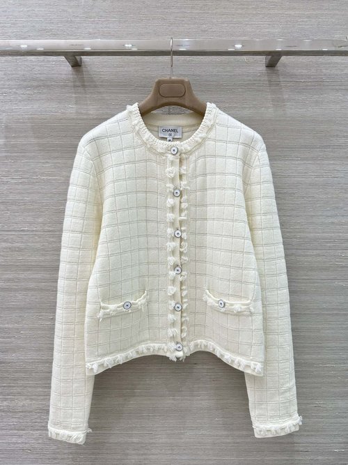 Chanel Exclusive Handmade Knit Open-front Cardigan with Embossing