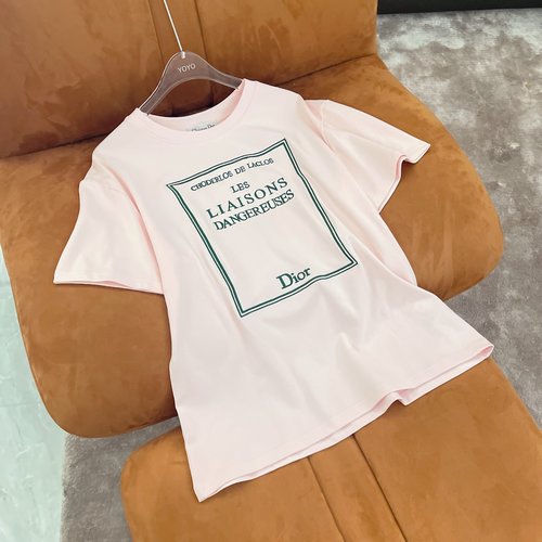 Dior Cotton T-Shirt with French Embroidery and Logo