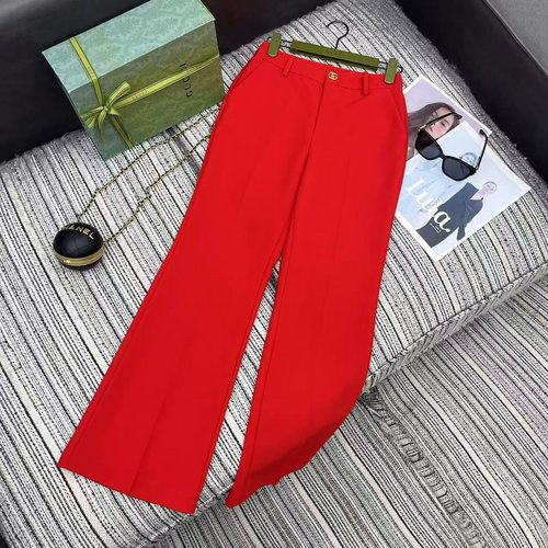 Gucci Spring Collection Suit Flare Pants with Metal Buckles